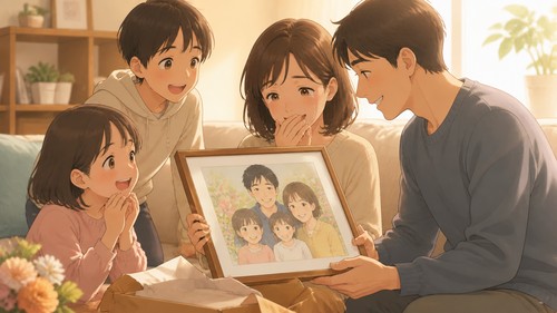 「形に残るプレゼントを贈りたい、でも当日までに間に合うか不安」——手描き似顔絵で解決した話