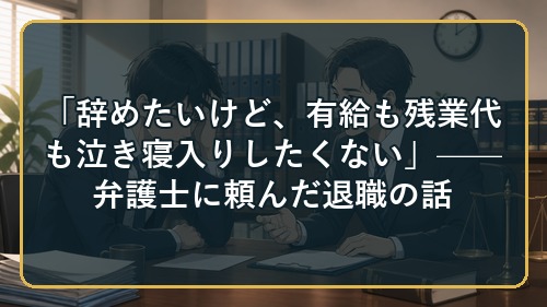 「辞めたいけど、有給も残業代も泣き寝入りしたくない」——弁護士に頼んだ退職の話