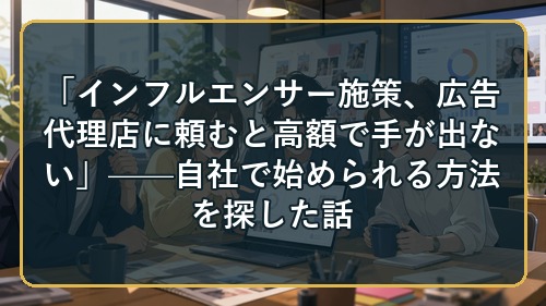「インフルエンサー施策、広告代理店に頼むと高額で手が出ない」——自社で始められる方法を探した話